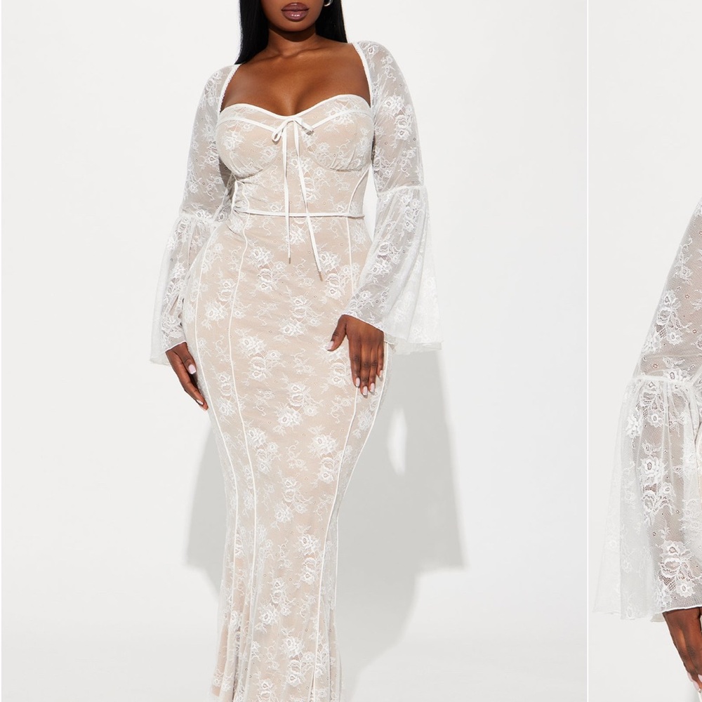 Fashion Nova White Lace Maxi Dress